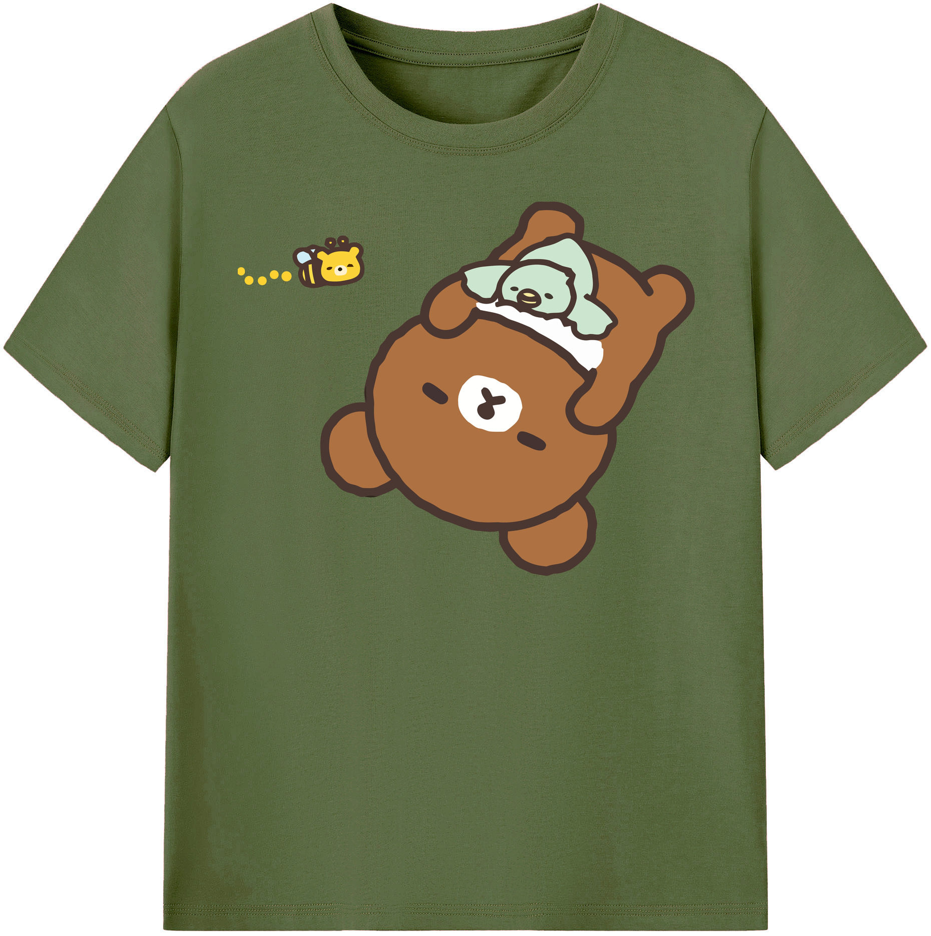 （画像用） リラックマ リラックマ キイロイトリ Rilakkuma Korilakkuma Kiiroitori 綿100％半袖Tシャツ（フロントプリント）